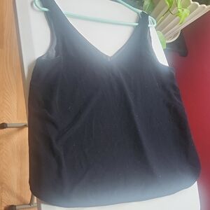 LOFT Black Tank Top with V-Neckline